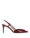 Valentino Garavani Woman Pumps Burgundy Size 8 Leather In Red