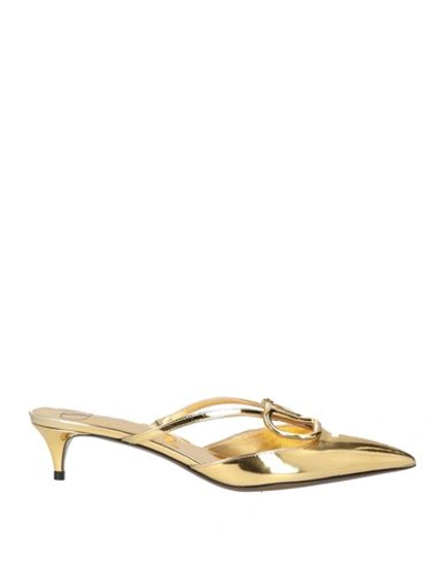 Valentino Garavani Woman Mules & Clogs Gold Size 8 Leather