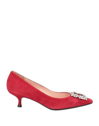 Anna F. Woman Pumps Red Size 7 Leather