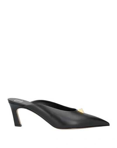 Valentino Garavani One Stud Leather Mules In Black