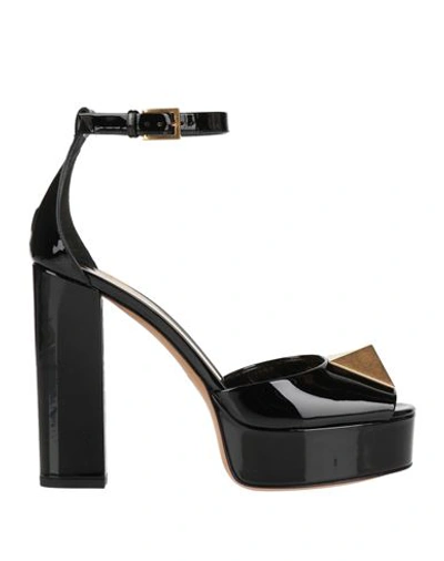 Valentino Garavani Woman Sandals Black Size 6.5 Leather