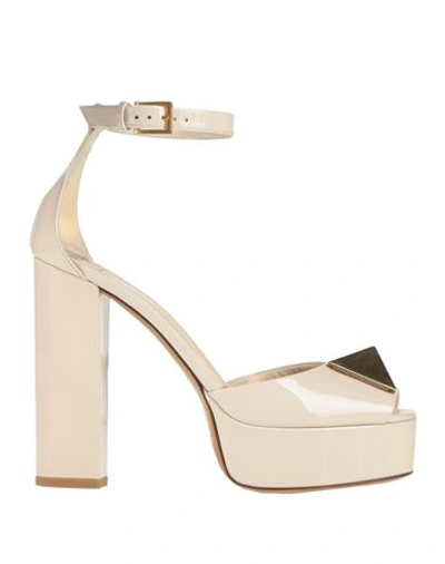 Valentino Garavani Woman Sandals Ivory Size 6.5 Leather In White