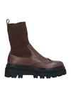 Eleventy Man Ankle Boots Chocolate Brown Size 6 Leather, Textile Fibers In Brown
