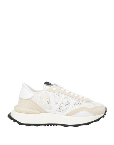 Valentino Garavani Woman Sneakers White Size 7.5 Leather, Textile Fibers
