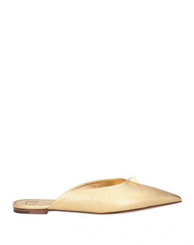 Valentino Garavani Woman Mules & Clogs Gold Size 8 Leather
