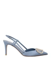 Valentino Garavani Woman Pumps Pastel Blue Size 8 Textile Fibers In Blue