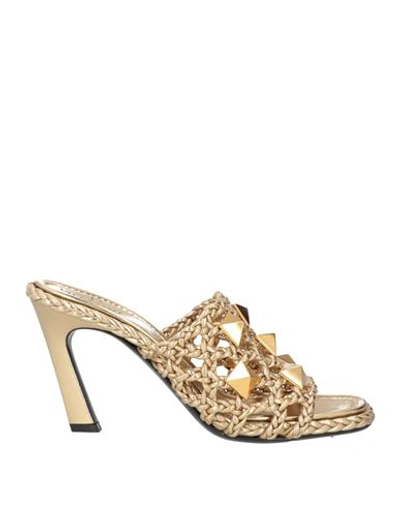 Valentino Garavani Woman Sandals Gold Size 7 Leather