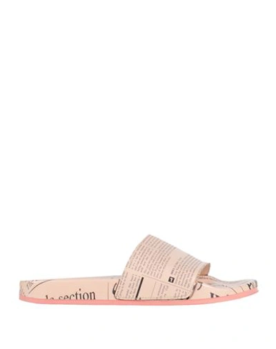 John Galliano Woman Sandals Blush Size 8 Calfskin In Pink