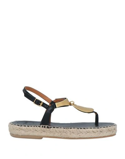 Chloé Woman Espadrilles Black Size 8 Leather