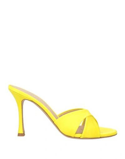 Roberto Festa Woman Sandals Yellow Size 5 Textile Fibers
