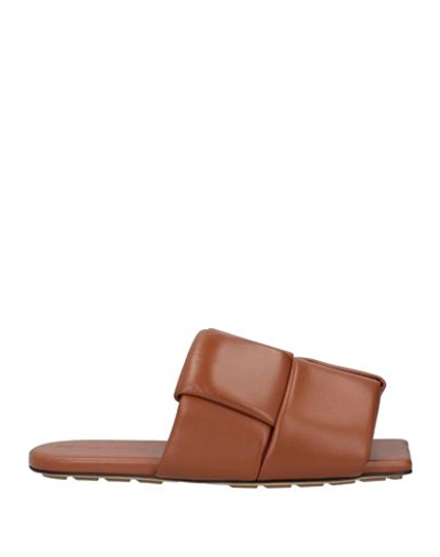 Bottega Veneta Man Sandals Tan Size 8 Leather In Brown