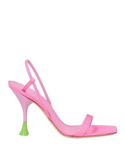 3juin Woman Sandals Fuchsia Size 8 Textile Fibers In Pink