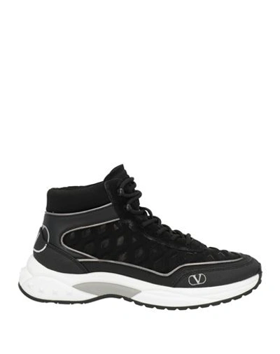 Valentino Garavani Woman Sneakers Black Size 7 Leather, Textile Fibers