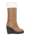 Skorpios Woman Boot Camel Size 8 Leather In Beige