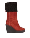 Skorpios Woman Boot Brick Red Size 8 Leather In Red