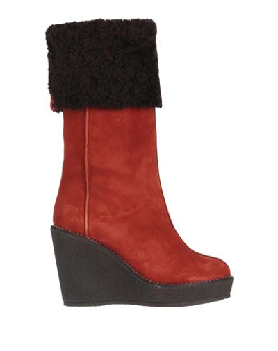 Skorpios Woman Boot Brick Red Size 8 Leather
