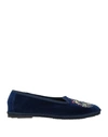 GIL CASAS GIL CASAS WOMAN LOAFERS MIDNIGHT BLUE SIZE 7 TEXTILE FIBERS