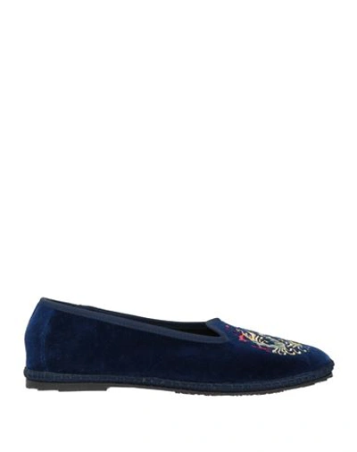 Gil Casas Woman Loafers Midnight Blue Size 8 Textile Fibers