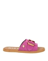 Kianid Woman Sandals Fuchsia Size 9 Leather In Pink