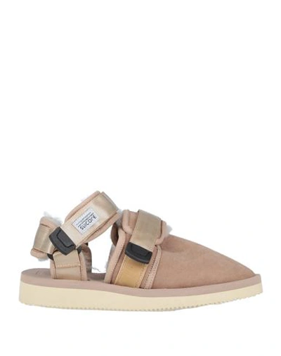 Suicoke Man Mules & Clogs Sand Size 13 Shearling, Rubber In Beige