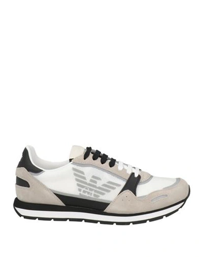 Emporio Armani Man Sneakers Light Grey Size 12 Leather, Textile Fibers