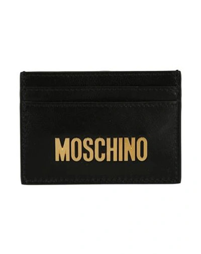 Moschino Logo Plaque Card Holder Man Document Holder Black Size - Tanned Leather