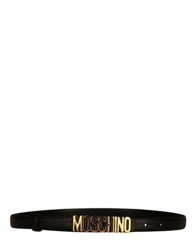 Moschino Leather Logo Belt Woman Belt Black Size 38 Tanned Leather