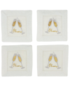 Tiramisu Fizz & Flutes Embroidered Cocktail Napkins In Gold