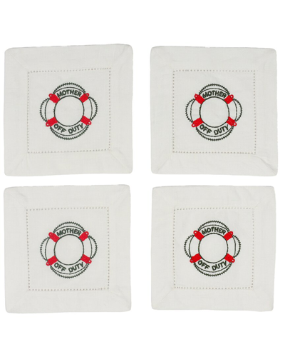Tiramisu Mom's Retreat Embroidered Cocktail Napkins In Black