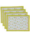 Tiramisu Tropical Opulence Block Print Cotton Placemats In Green