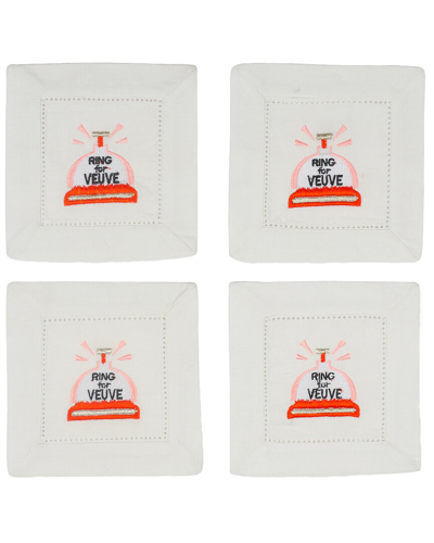 Tiramisu Veuve Vibes Embroidered Cocktail Napkins In Multi