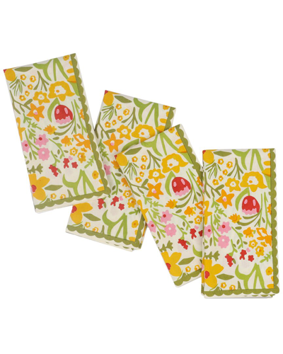 Tiramisu Spring Fling Block Print Cotton Napkins In Multi