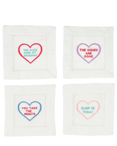 Tiramisu Cocktail Chuckles Embroidered Napkins In Multi