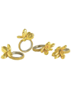 Tiramisu Golden Blossom Floral Napkin Rings In Gold
