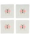 Tiramisu Tropical Elegance Embroidered Cocktail Napkins In Pink