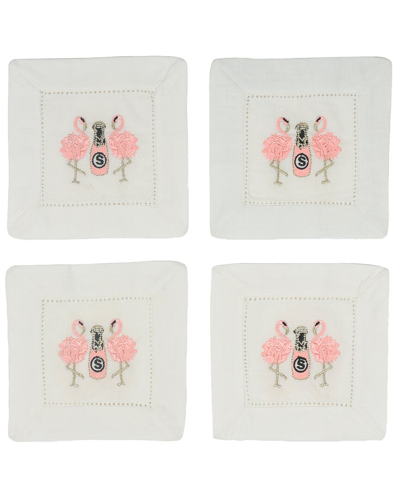 TIRAMISU TIRAMISU TROPICAL ELEGANCE EMBROIDERED COCKTAIL NAPKINS