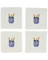 Tiramisu Bubbly Bliss Embroidered Cocktail Napkins In Blue