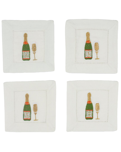 Tiramisu Vino Vista Elegant Embroidered Cocktail Napkins In Green