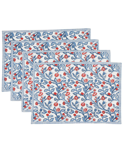 Tiramisu Chic Contrast Block Print Cotton Placemats In Blue