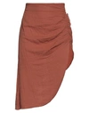 Pieces Woman Mini Skirt Brown Size Xl Cotton
