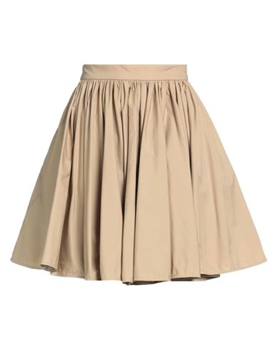 Msgm Woman Mini Skirt Beige Size 6 Cotton
