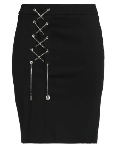 Versace Jeans Woman Mini Skirt Black Size 10 Cotton, Modal, Polyamide, Elastane