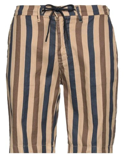 Moro Man Shorts & Bermuda Shorts Brown Size 36 Linen, Cotton, Elastane