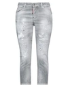 Dsquared2 Woman Jeans Grey Size 6 Cotton, Elastane, Cow Leather In Grey