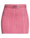 Alessandra Rich Lurex Miniskirt With Buckle And Crystals In Magenta