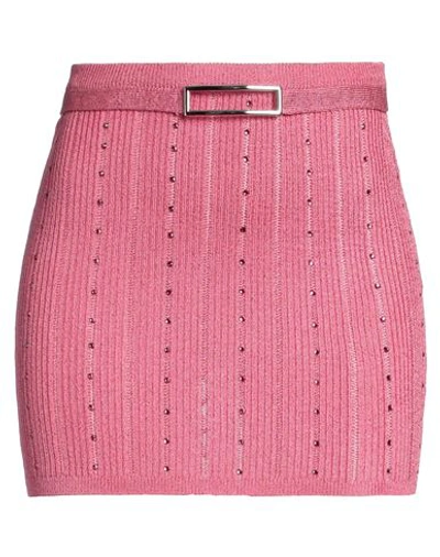 Alessandra Rich Lurex Miniskirt With Buckle And Crystals In Magenta