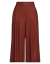 BARBA NAPOLI BARBA NAPOLI WOMAN CROPPED PANTS RUST SIZE 10 VIRGIN WOOL, ELASTANE