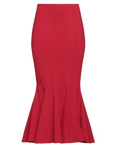 Attico Flared Hem Midi Skirt In Rosso