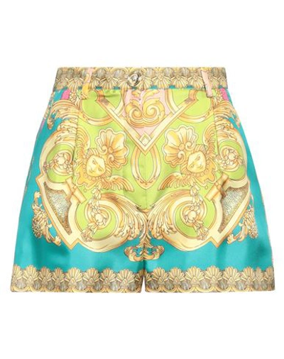 Versace Woman Shorts & Bermuda Shorts Acid Green Size 2 Silk