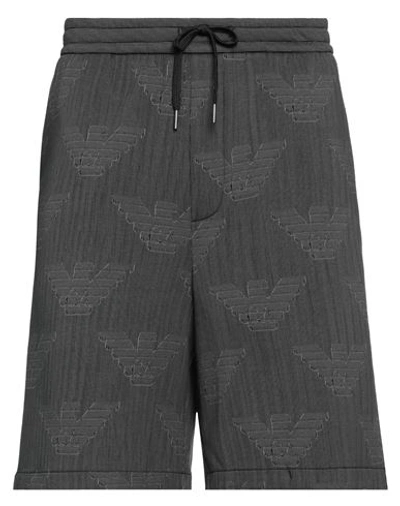 Emporio Armani Man Shorts & Bermuda Shorts Grey Size L Cotton, Polyester, Elastane